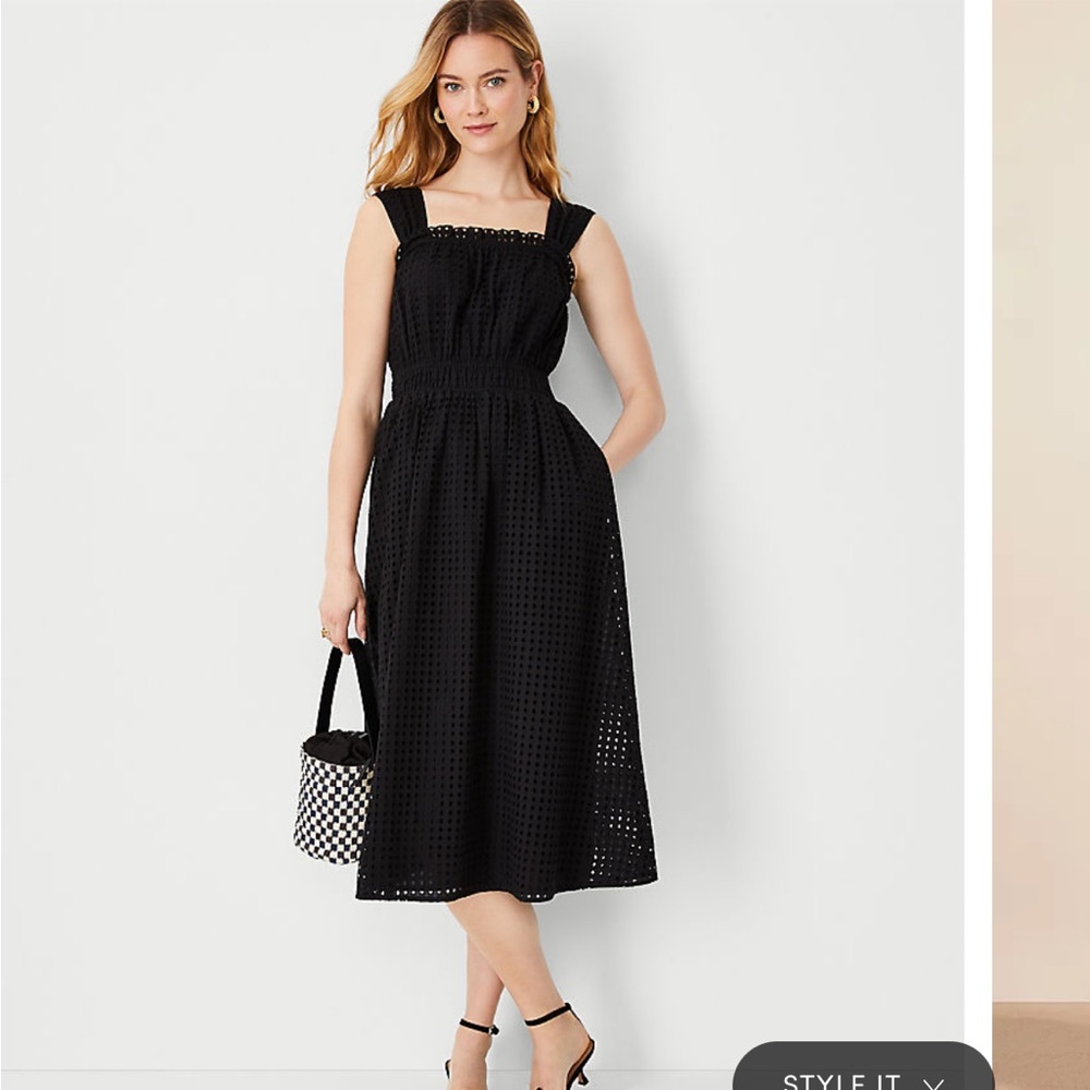 NWT Ann Taylor Eyelet Gathered Flare Dress